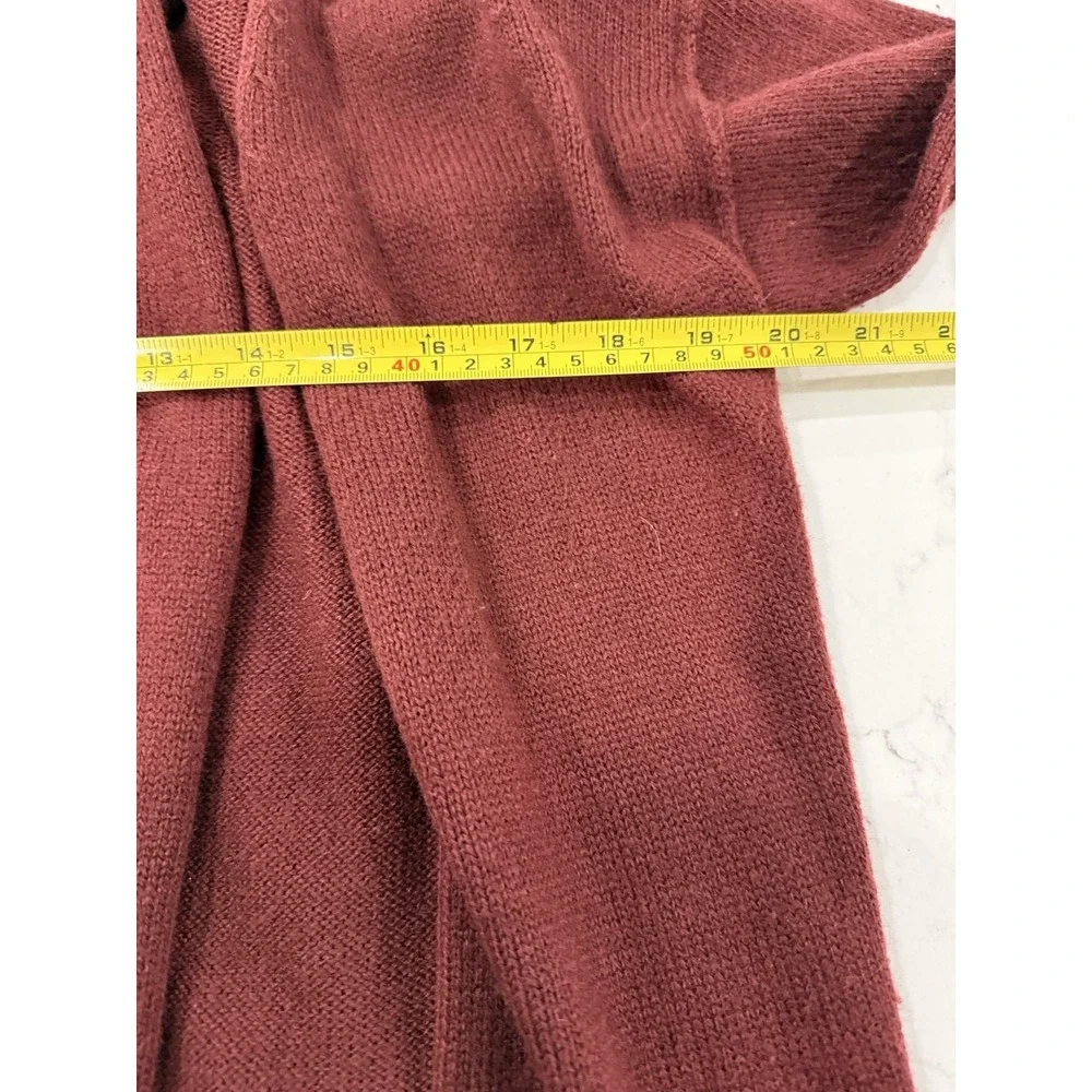 Kate & Mallory Cardigan Faux Leather/Ribbed LS Size Med. Open Sweater Cranberry